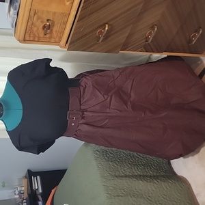 Burgundy and Black Bubble Skirt Dress